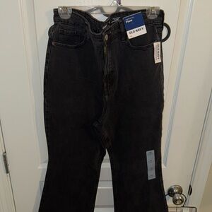 Old Navy higher high-rise black flare jeans, size 12